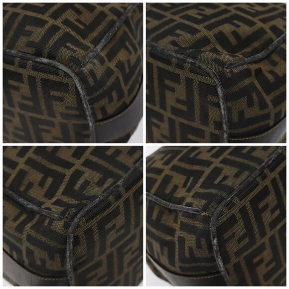 FENDI Zucca Canvas Vanity Pouch Black Brown gold Auth 131366 - Picture 15 of 16